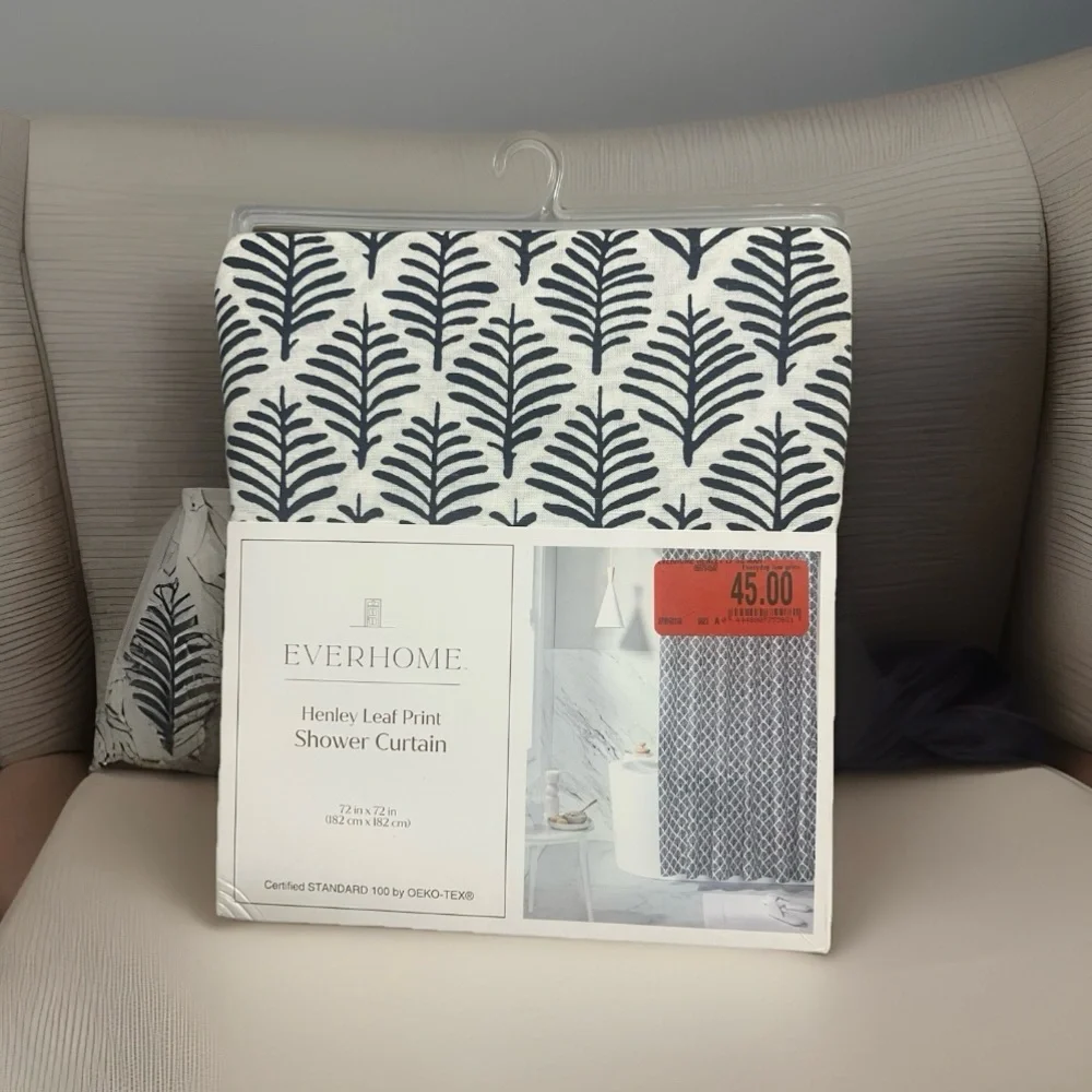 Everhome 72-Inch X 72-Inch Henley Leaf Long Shower Curtain in Maritime Blue